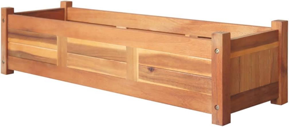 Trellis Trellis Flower box, Trellis with planter for garden, terrace and balcony! Garden raised beds 2 pieces acacia wood 100x30x25cm - QUORE