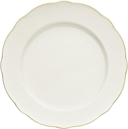 Elegante 26-delige dinerset, 100% porselein, wit en goud, inclusief serviesborden, diepe borden, kommen en borden, vaatwasser- en magnetronbestendig