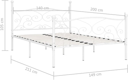 vidaXL Bedframe met Lattenbodem Bed Frame Ledikant Bedden Slaapmeubel Slaapkamermeubelen Bedomranding Slaapbed Metaal Wit 140x200 cm