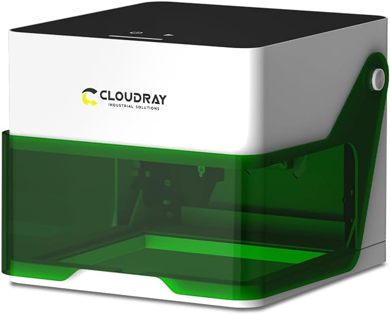 Cloudray Lasergraveermachine, CNC-5 W, draagbaar, compact, mini-CNC-machine met etui voor beginners, offline gravure, werkbereik 80 × 80 mm, voor hout, leer, papier, doe-het-zelf
