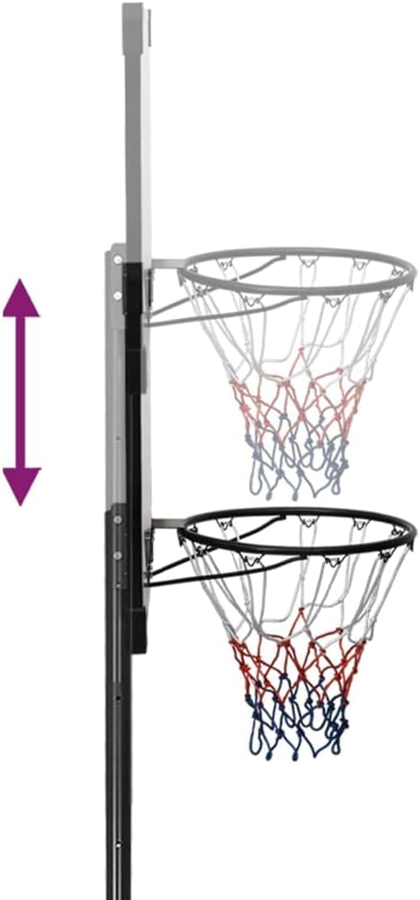 Basketbalpaal – Basketbalstandaard – Basketbalring – Verplaatsbare Basketbalpaal – Basketbalbord – Verstelbare Hoogte 280-350 cm – Duurzaam Polycarbonaat & Steviele Mobiele Basis
