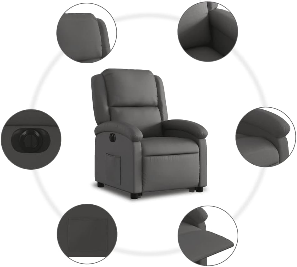 Relaxfauteuil Elektrisch – Sta-Op Stoel – TV Fauteuil – Elektrische Relaxstoel – Leren Relaxfauteuil – Stand-Up Aid – Echt Rundleer – 135 Graden Kantelfunctie