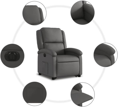 Relaxfauteuil Elektrisch – Sta-Op Stoel – TV Fauteuil – Elektrische Relaxstoel – Leren Relaxfauteuil – Stand-Up Aid – Echt Rundleer – 135 Graden Kantelfunctie
