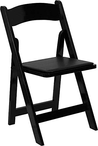 Flash Furniture Hercules klapstoel, hout, met gevoerde vinylzitting, zwart, 4 stuks - QUORE