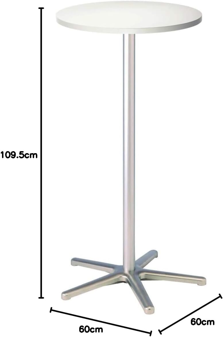 Maul Statafel 9323102, hoogte 110 cm, aluminium standaard, rond tafelblad van hout, Ø 60 cm, wit