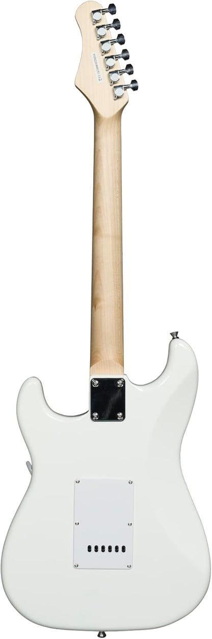 Woodbrass ST100 elektrische gitaar, wit - veelzijdige gitaar ideaal voor beginners - ST Shape Body - Amerikaanse linden toets - Rock, Pop, Funk, Country, Hard, Metal Style