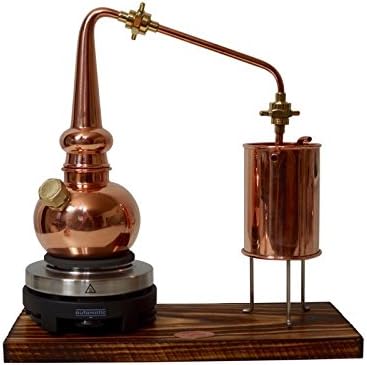 Whisky Distilleerketel – Distillatieketel – Whisky Destilleerketel – Snaps Ketel – Brandewijn Ketel – 0,5 Liter – Koper Met Messing – Elektrische Kookplaat 500W