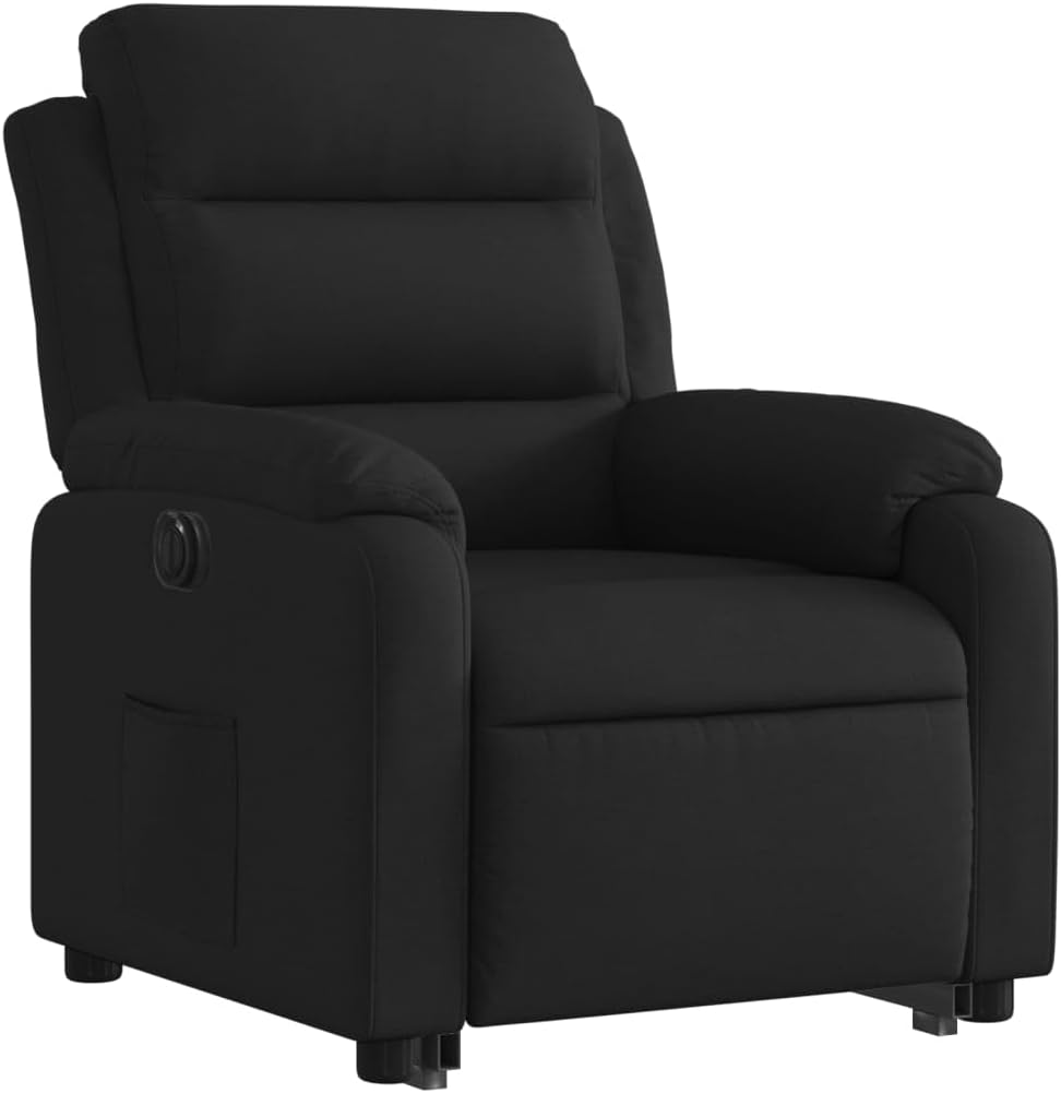 Relaxstoel met opstahulp – Elektrische relaxstoel – Tv-stoel – Ligstoel – Elektrische fauteuil – Zwarte stof – Kantelfunctie tot 135 graden – Comfortabele elektrische ligfunctie