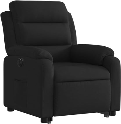 Relaxstoel met opstahulp – Elektrische relaxstoel – Tv-stoel – Ligstoel – Elektrische fauteuil – Zwarte stof – Kantelfunctie tot 135 graden – Comfortabele elektrische ligfunctie