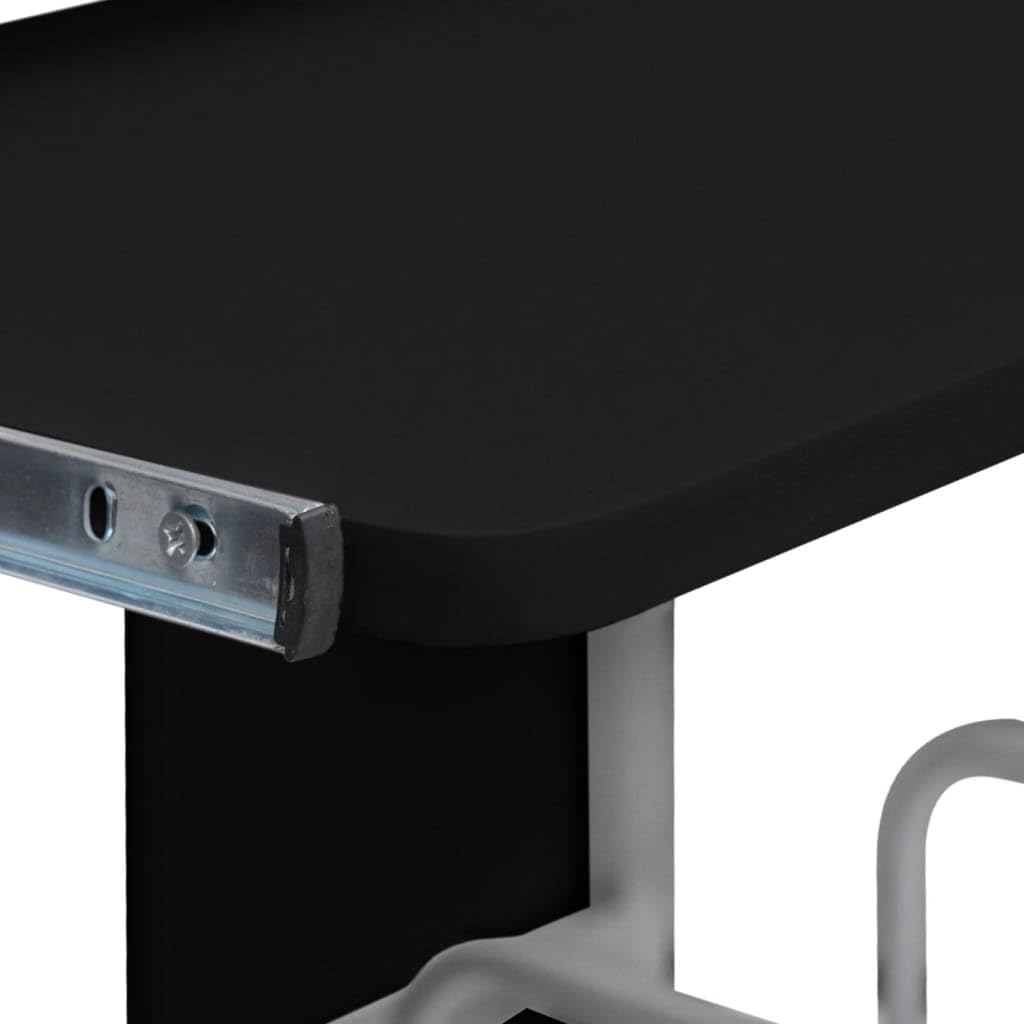 Computertafel – Computerbureau – Bureautafel – Werktafel – Gamestoel – Zwart – Verstelbare Toetsenbordlade – Duurzaam Hout met Stalen Frame