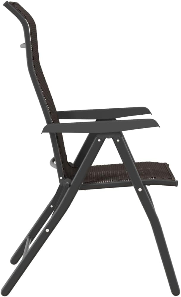 Pack of 8 Folding Garden Chairs Synthetic Rattan Black Coffee Brown Durable PE Material with Adjustable Height Comfortable Backrest and Armrests Foldable Design - QUORE