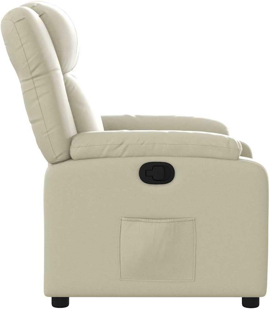 Relaxstoel crème kunstleer TV fauteuil met ligfunctie, enkele ligstoel relaxstoel voor woonkamer, slaapkamer handmatig kantelsysteem mA7 - QUORE