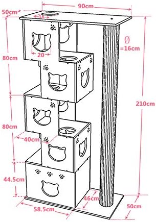Krabpaal – Kattenkrabmeubel – Kattenklimtoren – Kattenboom – Kattenspeelmeubel – Wit Houtdesign – 200 cm Natuurlijk Sisal