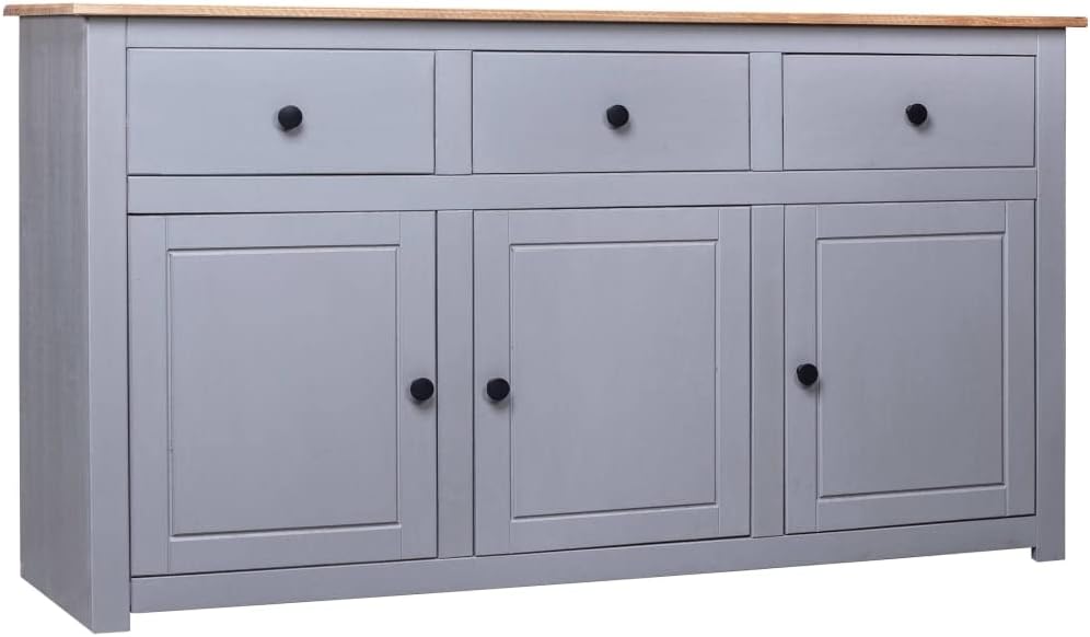 Sideboard Grey 135x40x80cm Dresser Living Room Dresser Cabinet Cabinet Living Room Oblique Storage Cabinet Pine Panama - QUORE