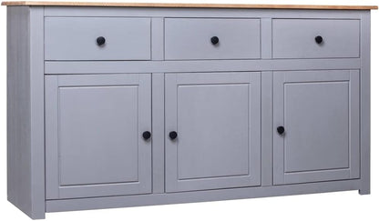 Sideboard Grey 135x40x80cm Dresser Living Room Dresser Cabinet Cabinet Living Room Oblique Storage Cabinet Pine Panama - QUORE