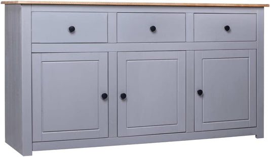 Sideboard Grey 135x40x80cm Dresser Living Room Dresser Cabinet Cabinet Living Room Oblique Storage Cabinet Pine Panama - QUORE