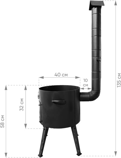 Utschak KazanoFF, Cast Iron Casserole, Flat Bottom with Lid (12 Litres), Kazan Lid, Kettle, Ladle, Skimmer, Lagan (12F 3) - QUORE