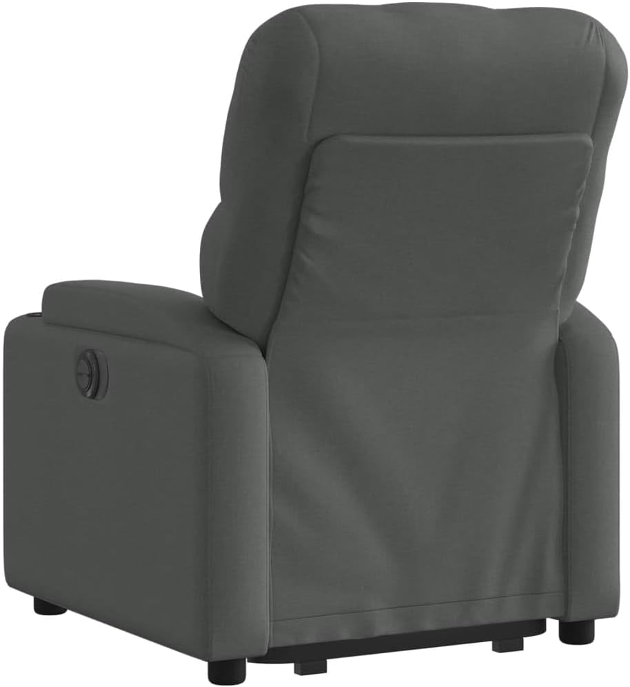 Relaxstoel met opstahulp – Elektrische Relaxstoel – Tv-stoel – Ligstoel – Verstelbare Fauteuil – Donkergrijs Stof – Handmatige Ligfunctie – Stevig Hout-Metalen Frame