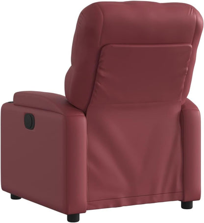 Leunstoel, wijnrood, kunstleer, meubelstuk voor woonkamer, fauteuil, relaxstoel, slaapkamerstoel, model 372507 - QUORE