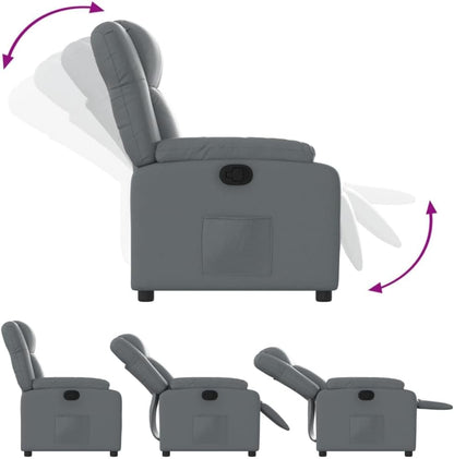 Verstelbare Fauteuil – Relaxstoel – Ligstoel – Fauteuil – Tv Stoel – Kunstleer – Grijs – Verstelbare Rugleuning – Zijvak