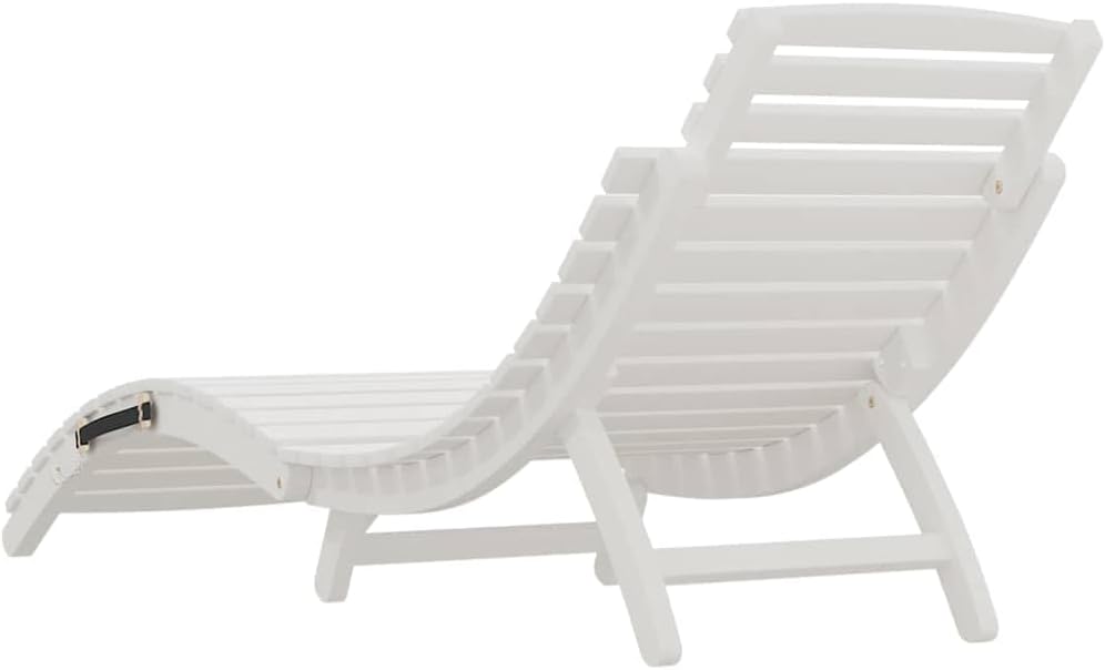 vidaXL Sunbed 184x55x64 cm Solid Acacia Wood White, Outdoor Bed, Sun Bed, Sun Bed, Garden Lounger, Sun Lounger, Outdoor Lounger, Sun Lounger, Wooden Lounger - QUORE