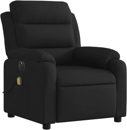 Elektrische Massagestoel – Verstelbare Relaxstoel – Zwarte Massagestoel – Elektrisch Verstelbare Fauteuil – Comfortabele Relaxfauteuil – 6-Punts Vibratiemassage – Stabiel Hout-Metaal Frame