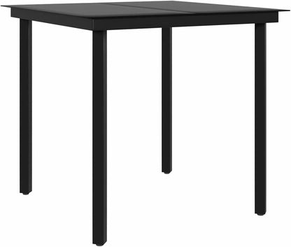 Gecheer Eetkamerset voor tuin, 3-delige set met kussens, tafel en stoelen voor buiten, salontafel en stoelen, polyrotan meubelset, tuinmeubelset van rotan, bruin en zwart - QUORE