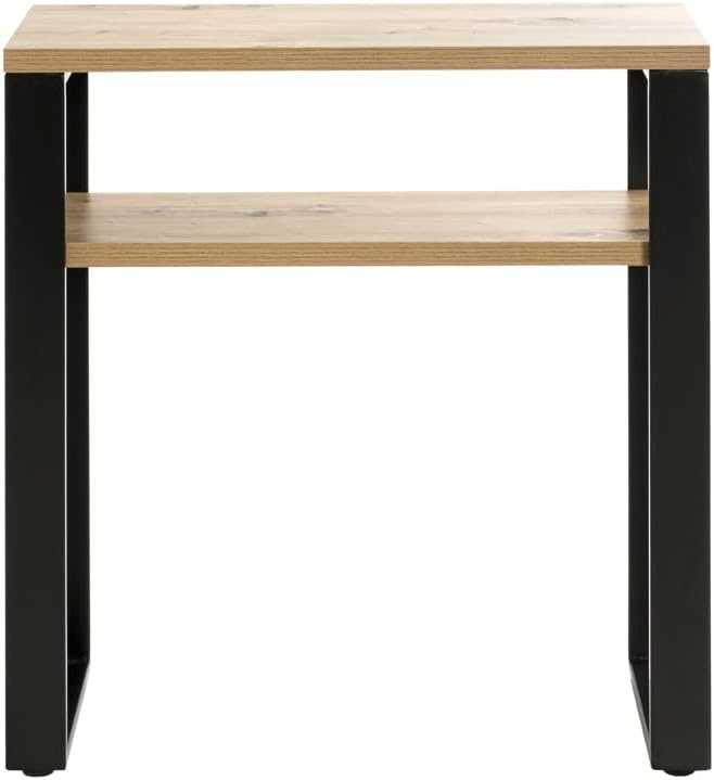HAKU Console eiken, zwart, MDF, metaal - Maat: B 70 cm x H 75 cm x D 28 cm, Stijl: Modern