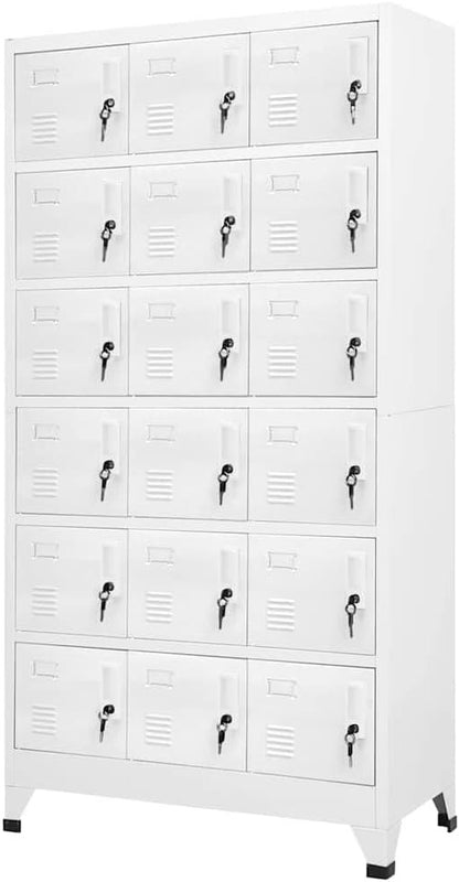 vidaXL Locker Cabinet with 18 Compartments Metal Locker Cupboard Cabinets Lockers - QUORE