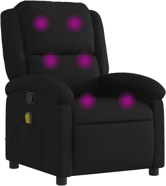 Massagestoel – Relaxstoel – Stoel Met Massage – Verstelbare Fauteuil – Zwarte Stoel – Met 6 Massagepunten – Verstelbaar Tot 135 Graden