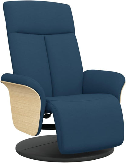 Relaxstoel met voeteneinde, blauwe stof, tv-stoel met ligfunctie, enkele ligstoel, relaxstoel voor woonkamer, slaapkamer, A1 - QUORE