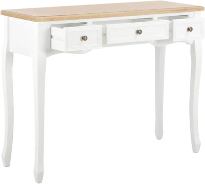 vidaXL Side Table with 3 Drawers White Dressing Table Makeup Table Bedroom Table