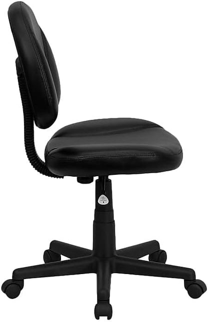 Flash Furniture Mid-Back lederen ergonomische draaibare taakstoel, metaal, zwart, 58,42 x 55,88 x 22,86 cm