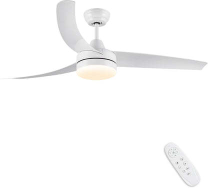 CJOY Plafondventilator, 132 cm, wit, plafondventilator met dimbaar licht, plafondventilator met afstandsbediening, messen, stil, DC, omkeerbaar, winter en zomer, 6 snelheden, timer
