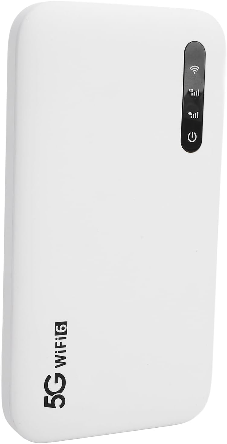 5G WiF 6 Mobiele Hotspot, Draagbare WiF-router met SIM-kaartsleuf, Draagbaar WiF-apparaat voor op Reis, 16 Aangesloten Apparaten, 5G Draadloze Modemrouter, 6100mAh Langdurige