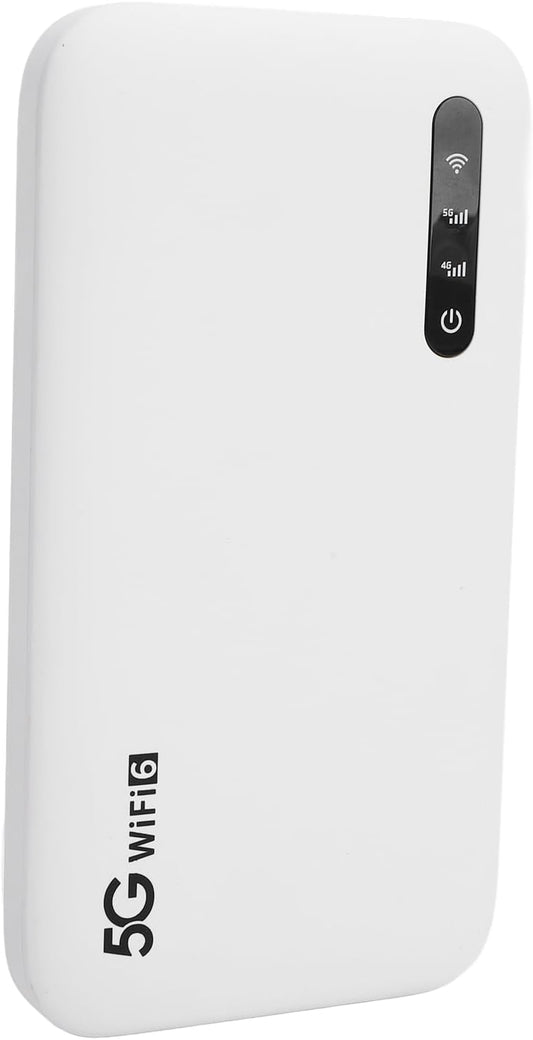5G WiF 6 Mobiele Hotspot, Draagbare WiF-router met SIM-kaartsleuf, Draagbaar WiF-apparaat voor op Reis, 16 Aangesloten Apparaten, 5G Draadloze Modemrouter, 6100mAh Langdurige
