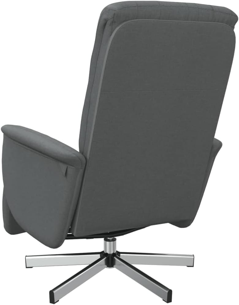 Verstelbare Fauteuil – Relaxstoel – Ligstoel – Lounge Chair – Draaifauteuil – Donkergrijs – Met Voetensteun – 360° Draaibaar – Stoffering 100% Polyester