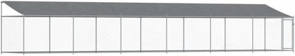 Dog Cage with Roof and Door, Grey, 12x2x2 m, Galvanized Steel, Walk-In Chicken Coop, Galvanized Chicken Coop, Chicken Coop, Chicken Coop, Backyard
