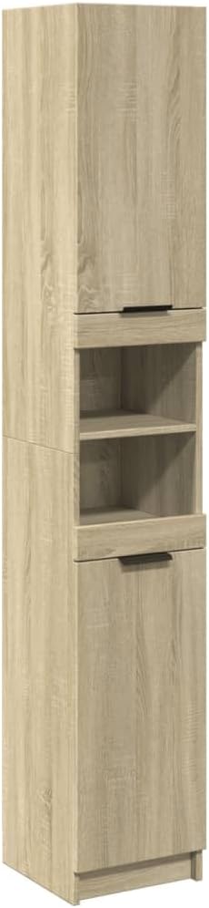 vidaXL Bathroom cabinet 32x34x188cm wood sonoma oak-coloured, bathroom cabinet, medicine cabinet, cabinet bathroom, bathroom cabinet, toilet cabinet