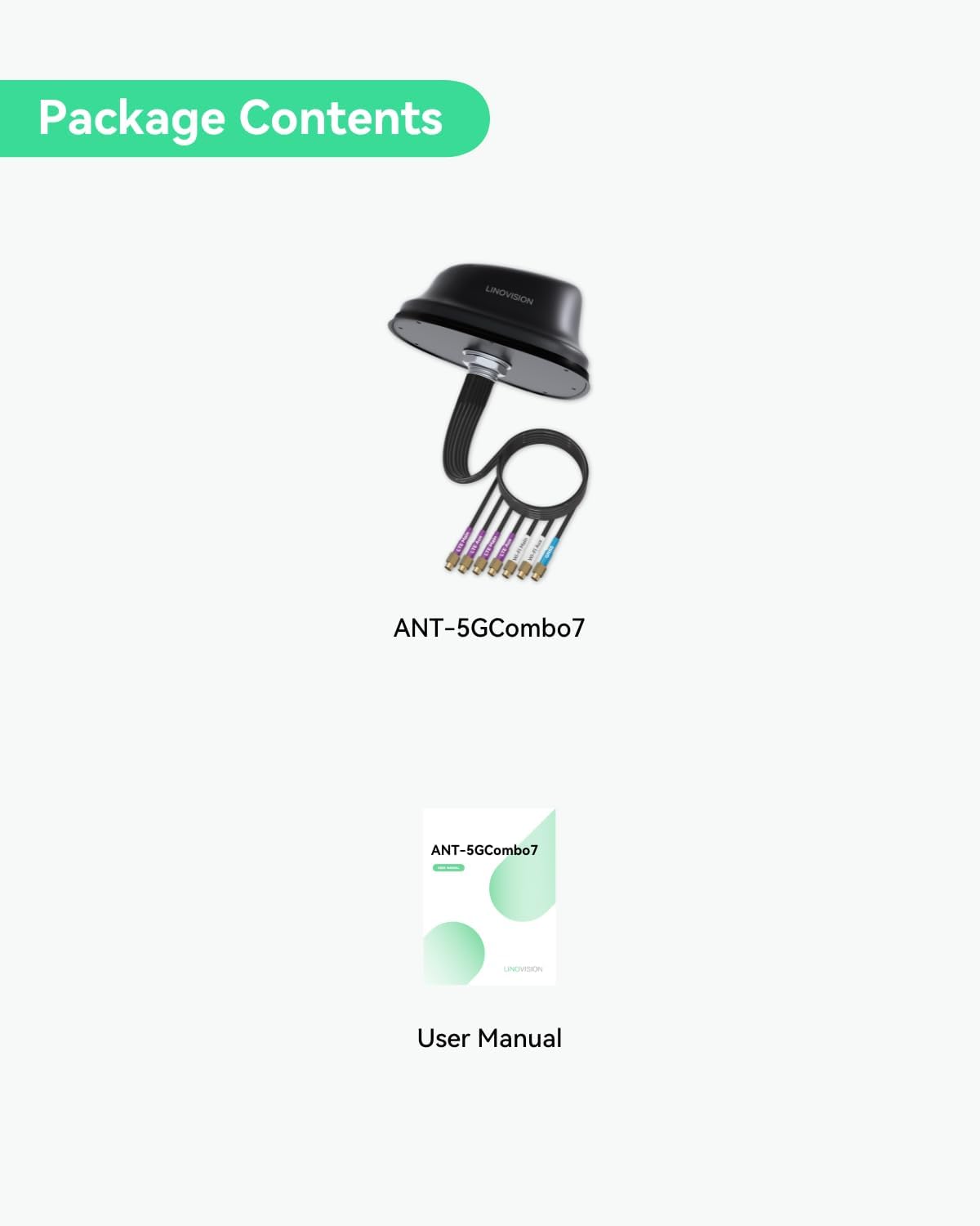 LINOVISION 5G LTE MIMO Combo 7-in-1 antenne, 4X 5G LTE, 1x GNSS, 2X Wi-Fi, Outdoor Roof SMA antenne met 3m kabel, werkt met Teltonika RUTM50, RUTX50, TRB500, RUTC50 (PR1KC640)