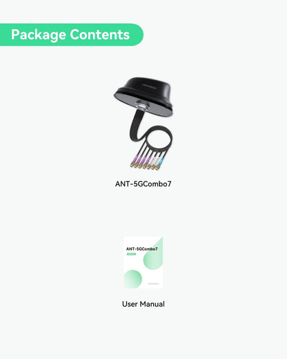 LINOVISION 5G LTE MIMO Combo 7-in-1 antenne, 4X 5G LTE, 1x GNSS, 2X Wi-Fi, Outdoor Roof SMA antenne met 3m kabel, werkt met Teltonika RUTM50, RUTX50, TRB500, RUTC50 (PR1KC640)