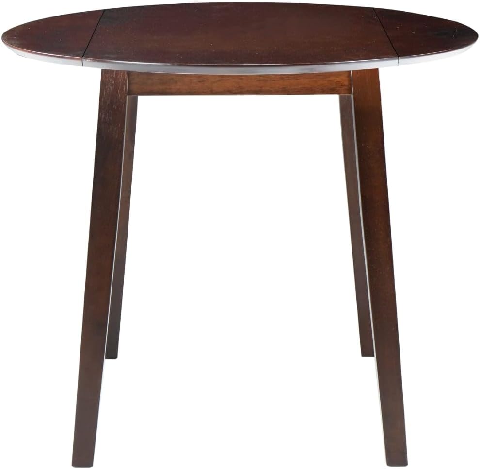 Inklapbare Ronde Eettafel – Opklapbare Tafel – Uitklapbare Keukentafel – Compacte Eettafel – MDF Tafel – Bruin – Ø 90 cm – Rubberwood Poten