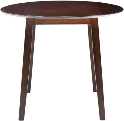 Inklapbare Ronde Eettafel – Opklapbare Tafel – Uitklapbare Keukentafel – Compacte Eettafel – MDF Tafel – Bruin – Ø 90 cm – Rubberwood Poten
