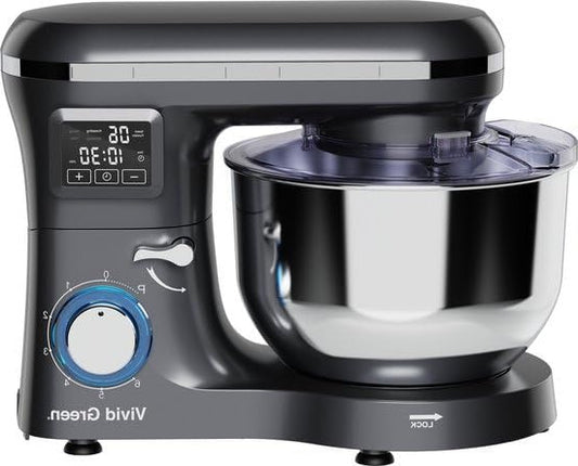 Vivid Green Food Processor, 6.2L, Stainless Steel Mixing Bowl, Anthracite, Display with Timer, 38.5x24x31.5cm, 2000W, Stainless Steel/Plastic, Kitchen, 4.8kg, 6 Speeds - QUORE