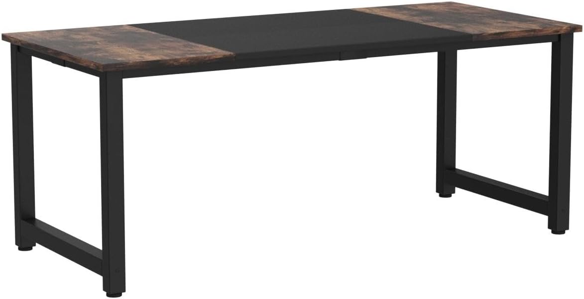 Tribesigns Computer Desk 180x80CM Large Industrial Desk for Home Office, PC and Laptop Workstation with Spacious Worktop and Leg Space, Sturdy Metal Frame (Rustic Brown)