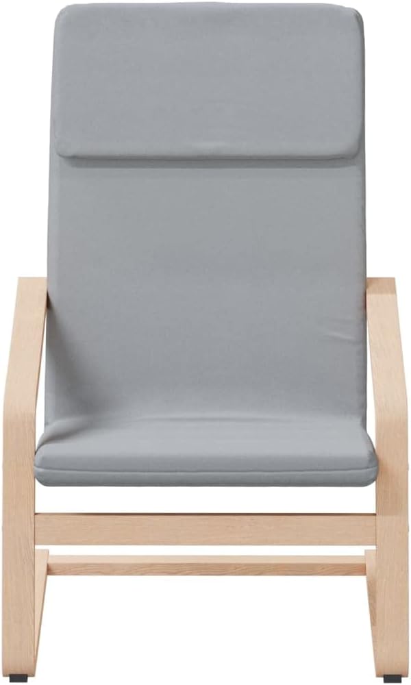 Relaxstoel – TV-Stoel – Ligstoel – Fauteuil – Lounge Chair – Lichtgrijs Stof – Massief Berkenhout Frame – Inclusief Voetenbank