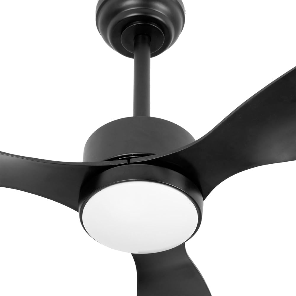 Abrila Ventilator DC Serpa, zwart met drie vleugels, met 6 instelbare snelheden, met 3 lichttemperaturen, timer en dimmer, afstandsbediening inbegrepen