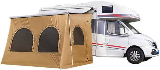 RV Luifel Screen Room Campervan Luifel Tent Camper Luifel Zonnescherm Zonnescherm voor Fiamma en Thule en Dometic Stijl Luifels. Polyester Stof Constructie, Zonbestendig, Winddicht, (Bruin 11,14 m)