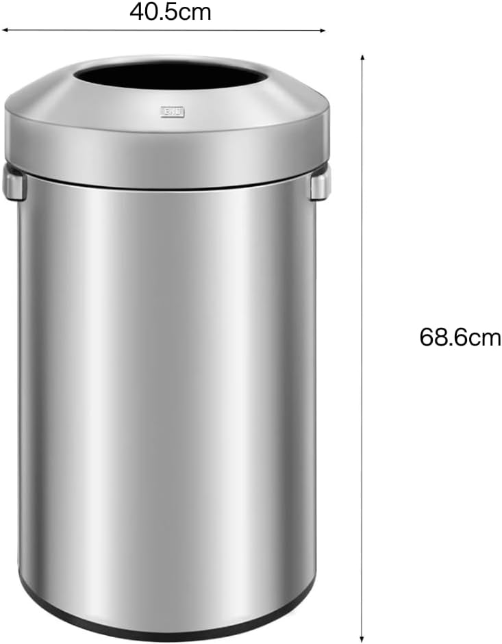 EKO EK9055-60L Urban Commercial Open Top Trash Can, roestvrij staal, 60 L