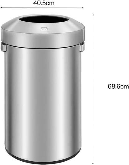 EKO EK9055-60L Urban Commercial Open Top Trash Can, roestvrij staal, 60 L